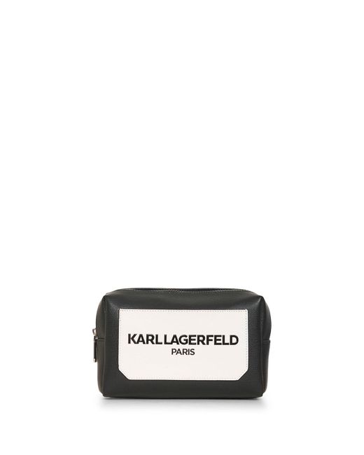 Karl Lagerfeld Metallic | Women's Colorblock Logo Cosmetic Bag | Black/white