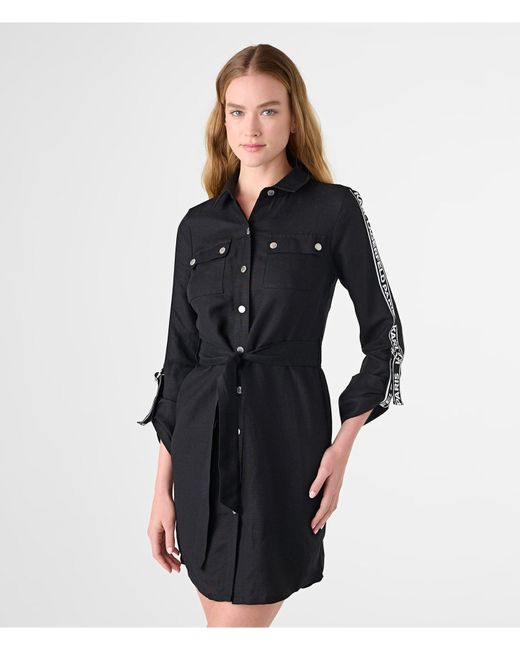 Karl Lagerfeld Blue | Women's Linen Shirt Dress | Black | Size 0