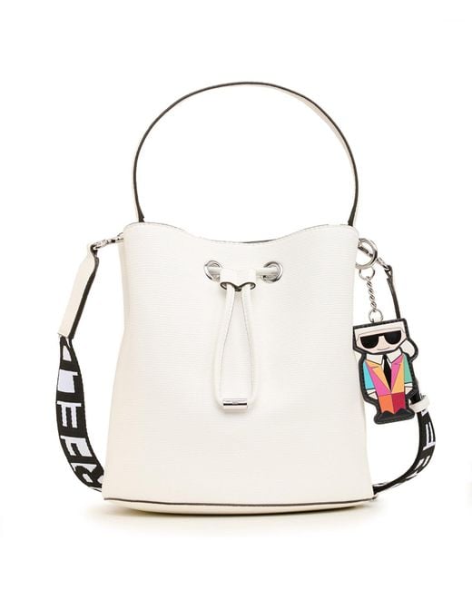 Karl Lagerfeld | Women's Maybelle Bucket Bag Crossbody Bag | Blizzard White