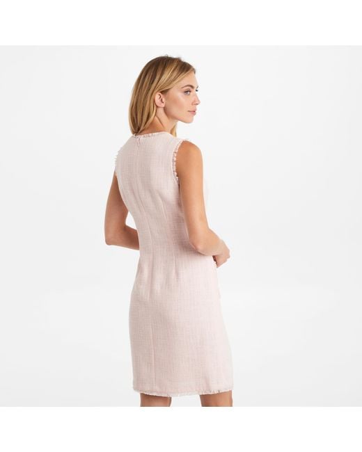 Karl Lagerfeld Sleeveless Tonal Tweed Pocket Sheath Dress in Pink