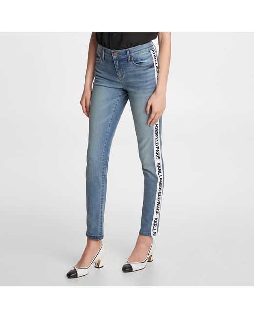 Karl Lagerfeld Denim Pant With Logo Taping in Blue - Lyst