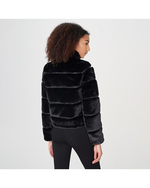 Karl Lagerfeld Black Faux Mink Cozy Jacket