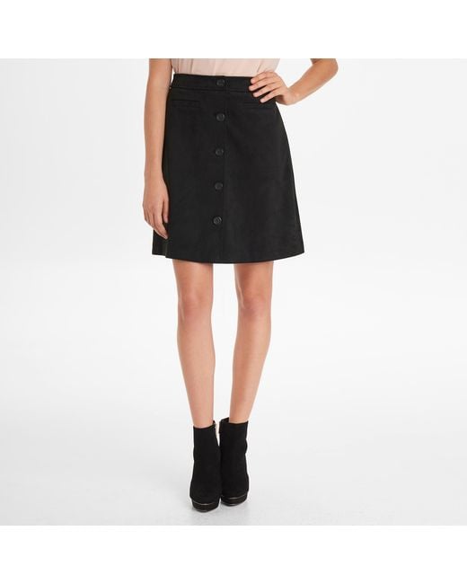 black button a line skirt