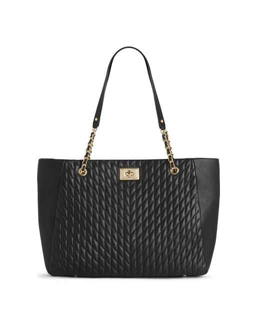 Karl Lagerfeld Leather | Women's Agyness Tote Bag | Black/gold | Lyst