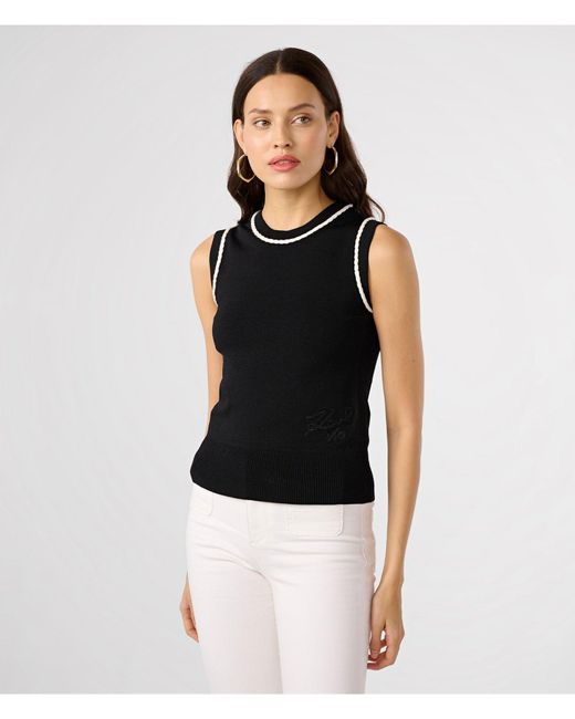 Karl Lagerfeld | Women's Sleeveless Pullover Sweater | Black | Nylon/rayon | Size Xs