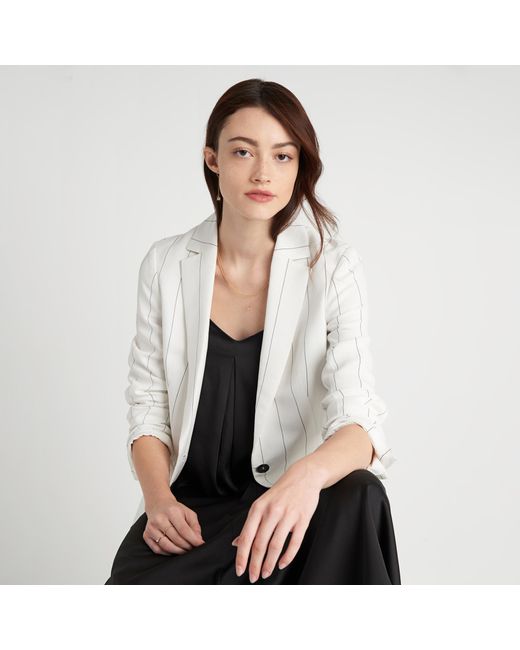 pinstripe boyfriend blazer