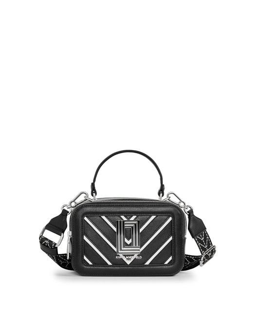 Karl Lagerfeld | Women's Simone Crossbody Bag | Black/white Chevron