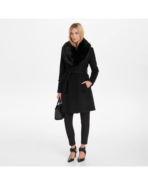 black fur wrap coat