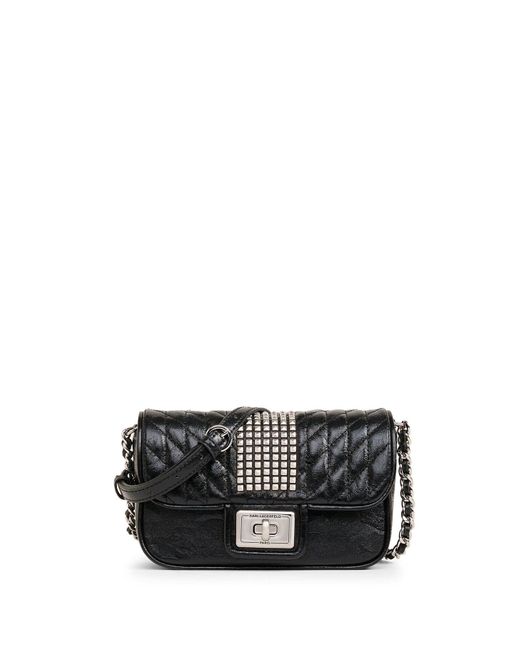 Karl Lagerfeld Women's Agyness Metallic Stud Crossbody Bag Metallic Black Size Lyst