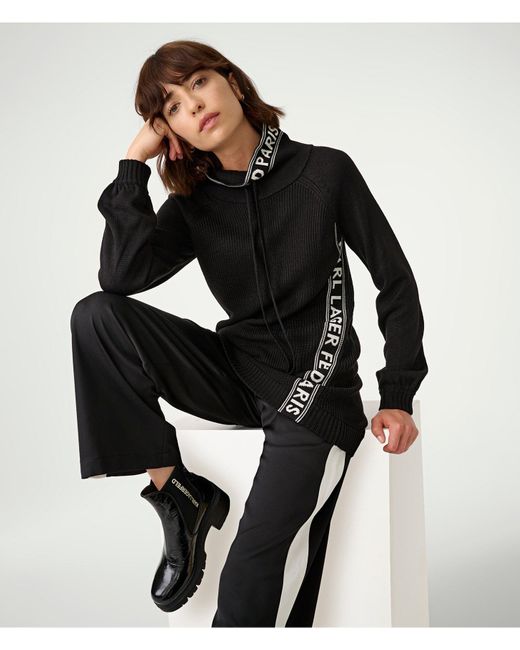 Karl Lagerfeld Paris womens Logo Leggings, Black, Medium US at   Women's Clothing store