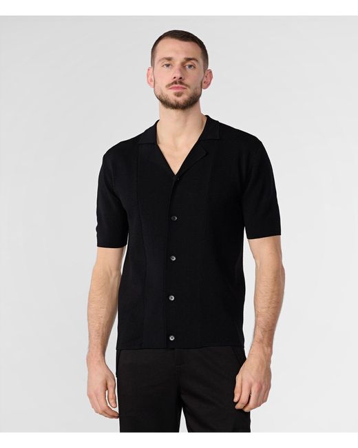 Karl Lagerfeld | Men's Textured Button Down Sweater | Black | Size Large for men