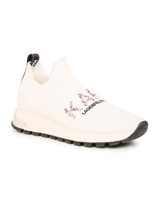 Karl Lagerfeld White Mirren Logo Embellished Slip On Sneakers