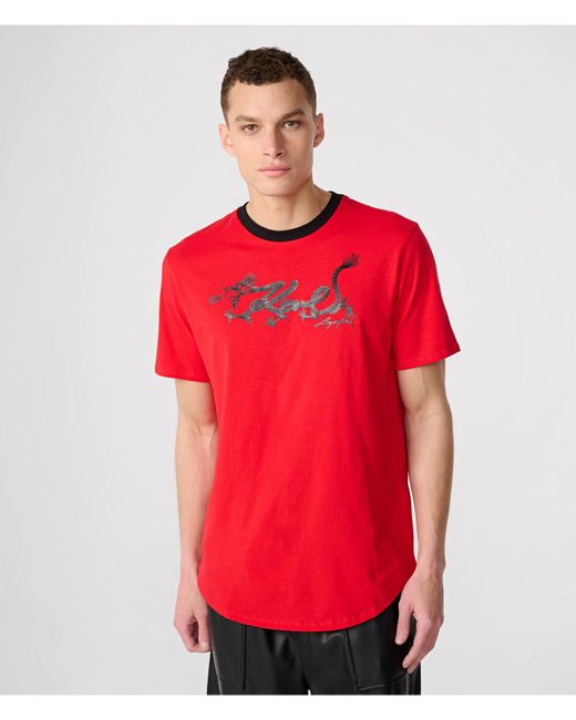 Karl Lagerfeld | Lunar New Year Dragon T-shirt | Red | Size Xs for men