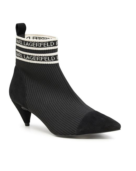 Karl Lagerfeld | Women's Jeanne Logo Knit Bootie | Black