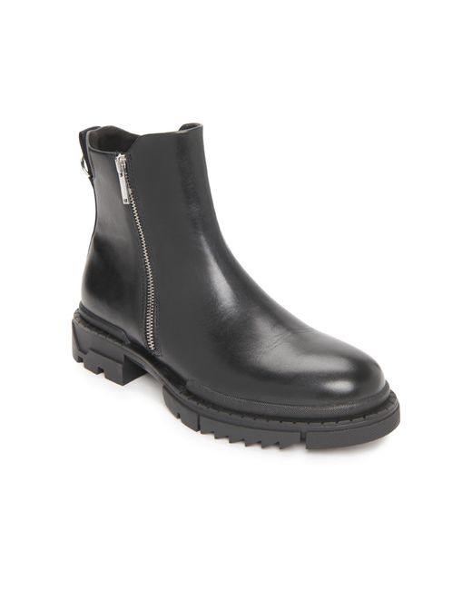 Karl Lagerfeld | Men's Leather Double Zip Lug Sole Boot | Black for men
