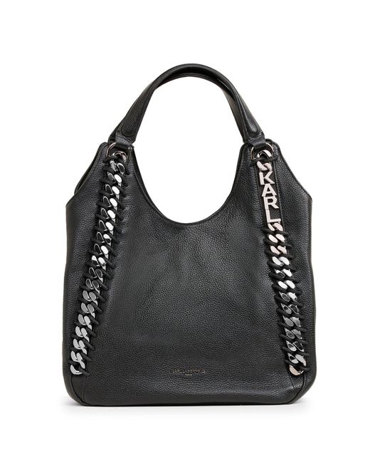 Karl Lagerfeld | Women's Gaelle Chain Hobo Tote Bag | Black/silver