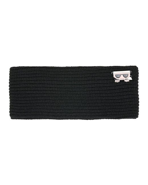 Karl Lagerfeld | Women's Rib Knit Peeking Karl Headband | Black | Lyst