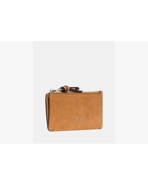 Kate Spade Brown Loop Suede Zip Card Case