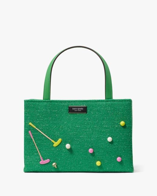 Kate Spade Green Sam Icon Astroturf Fabric Small Tote