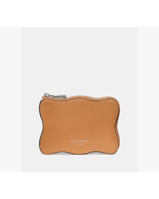 Kate Spade Brown Wavy Mini Zip Card Case