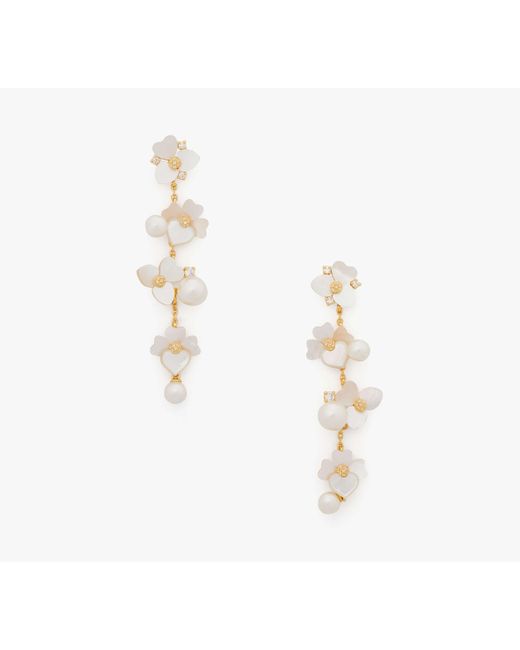 Kate Spade White Precious Pansy Statement Linear Earrings