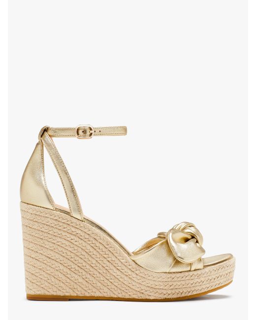 Kate Spade Leather Tianna Wedge Sandals in Brown | Lyst