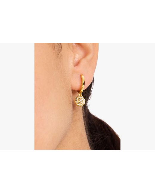 Kate Spade Metallic Heritage Bloom Huggie Drop Earrings