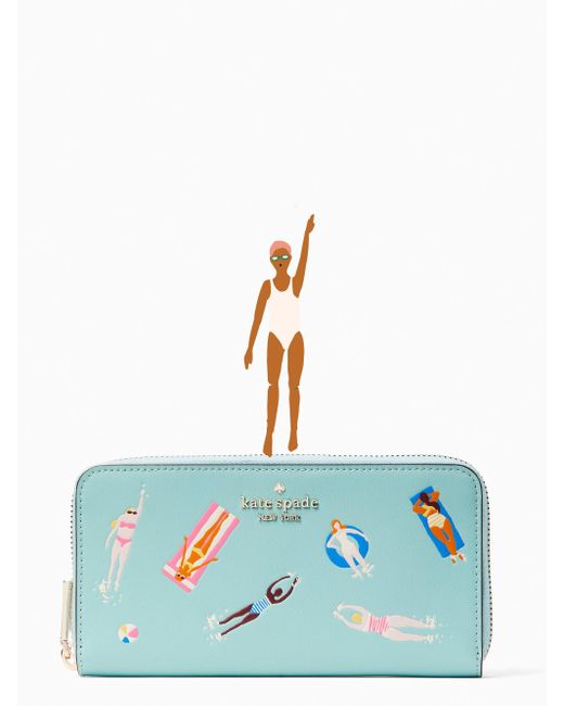 Kate Spade Pool Float Large Continental Wallet in Blue Lyst