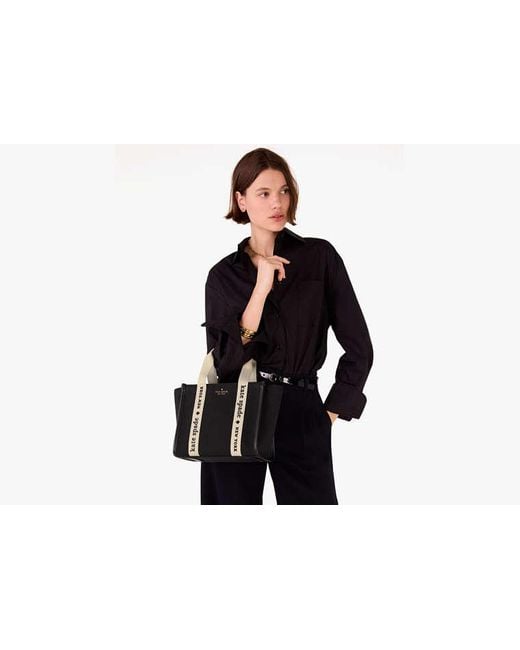 Kate Spade Black Kip Canvas Small Tote