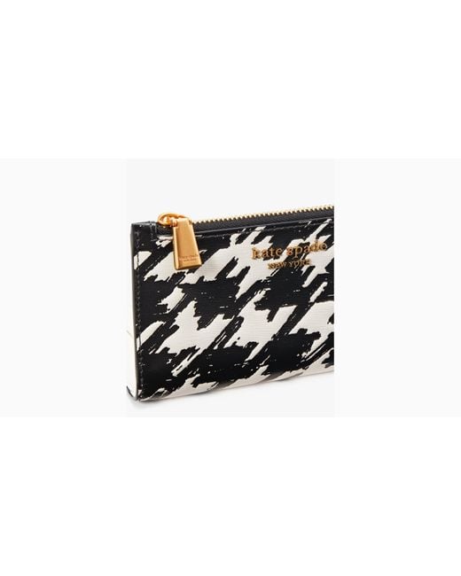 Kate Spade Morgan Painterly Houndstooth Small Slim Bifold Wallet