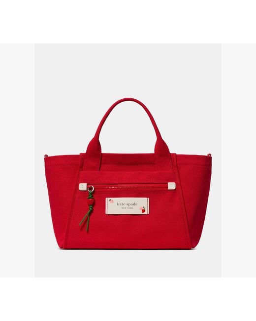 Kate Spade Red Dash Strawberry Canvas Tote Bag