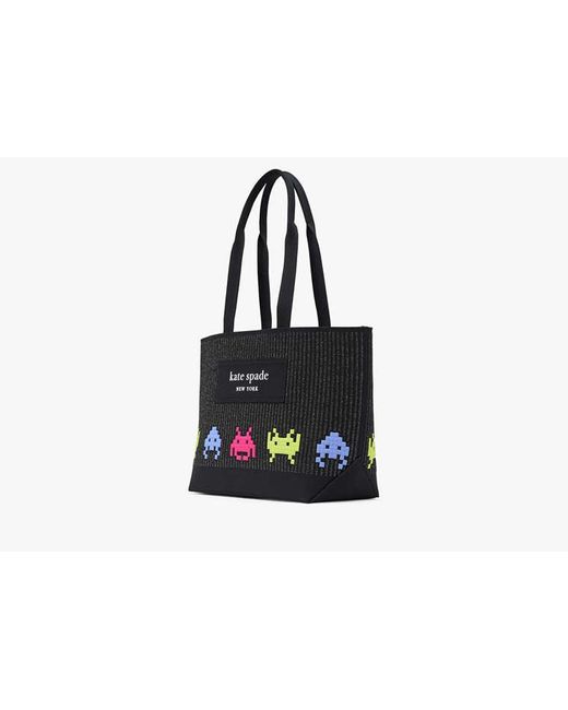 Kate Spade Black Space Invaders X Knit Jacquard Tote