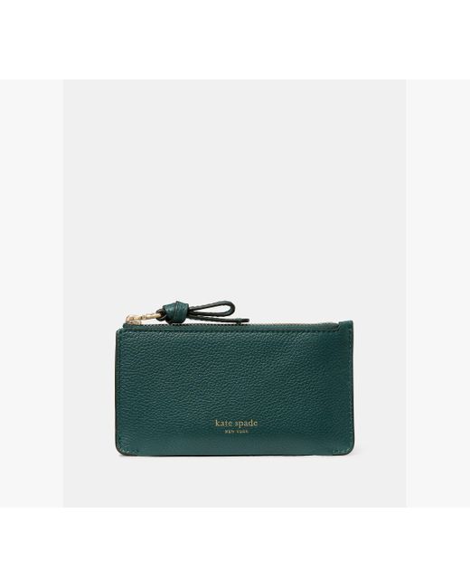 Kate Spade Green Loop Pebbled Leather Ew Zip Card Case