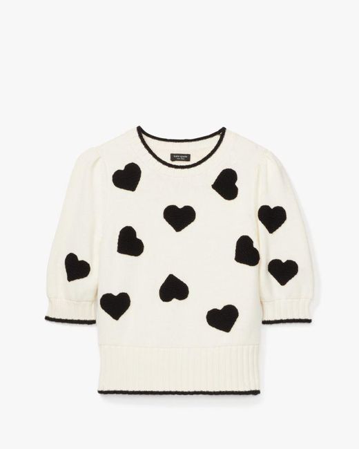 Kate Spade Black Scattered Hearts Crochet Sweater