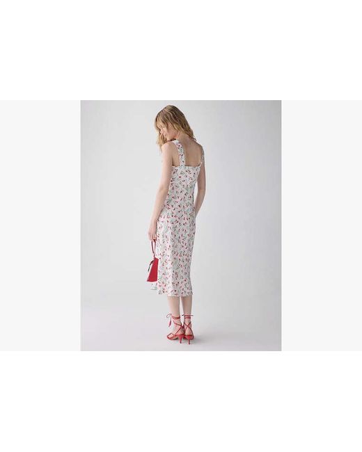 Kate Spade White Vibrant Buds Midi Slip Dress