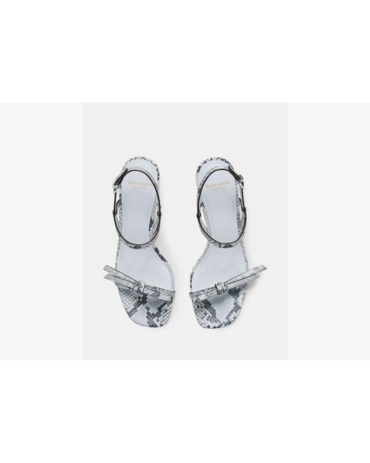 Kate Spade White Loop Snakeskin Kitten Heel Sandals