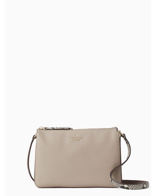 Kate Spade Leather Jackson Mixed Material Triple Gusset Crossbody in