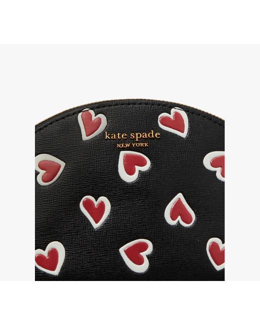 Kate Spade Black Morgan Stencil Hearts Small Dome Cosmetic Case