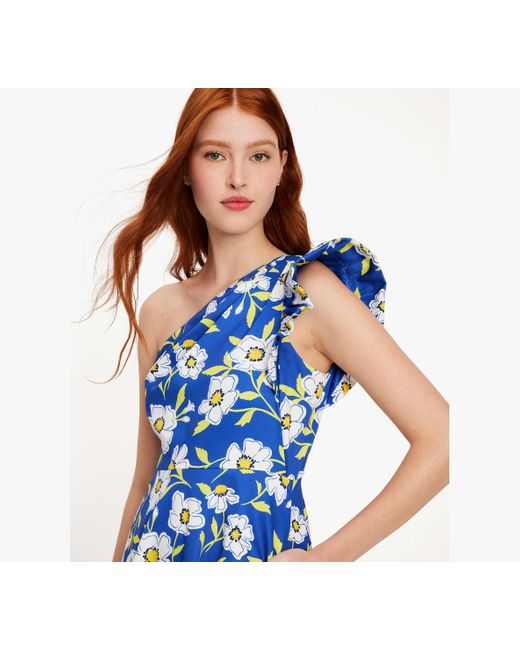 Kate Spade Blue Sunshine Floral One-shoulder Dress