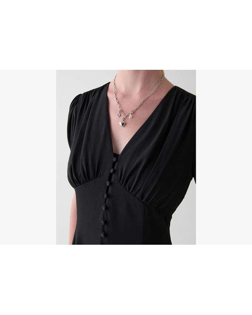 Kate Spade Black Fluid Puff Sleeve Mini Dress