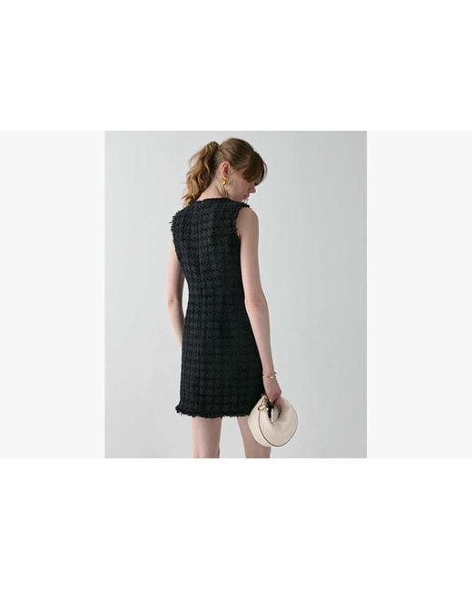 black tweed flare mini dress ME+EM Tweed Fit And Flare Mini Dress