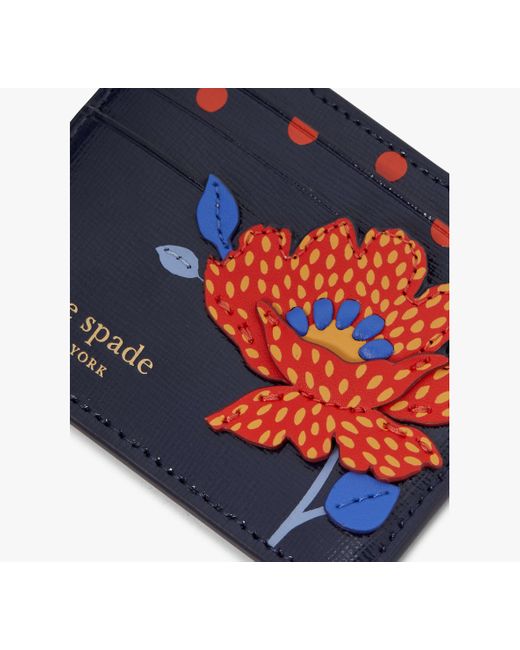 Kate Spade White Dotty Bloom Flower Applique Leather Card Holder