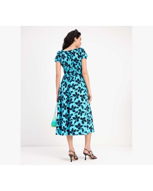 Kate Spade Blue Floral Vines Riviera Dress