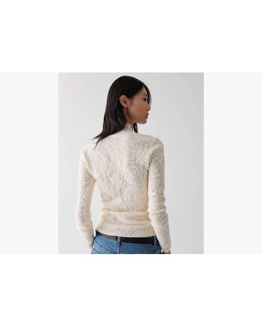 Kate Spade White Lace Knit Turtleneck Top