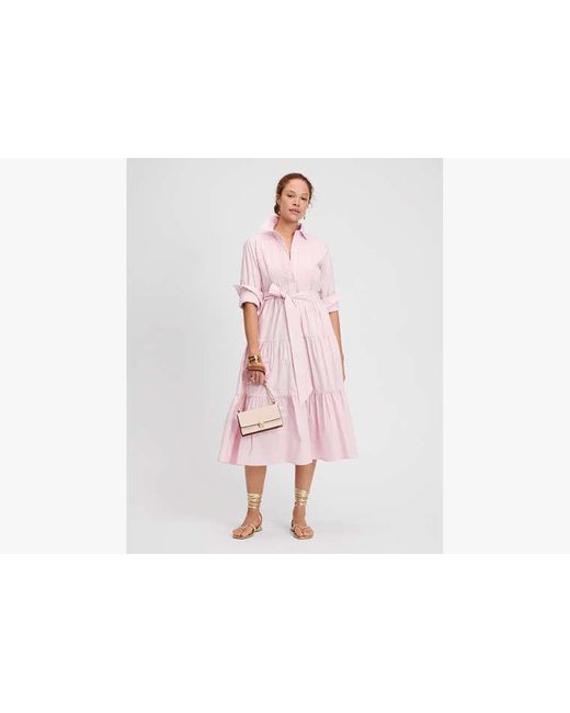 Kate Spade Pink Pintuck Tiered Shirt Dress