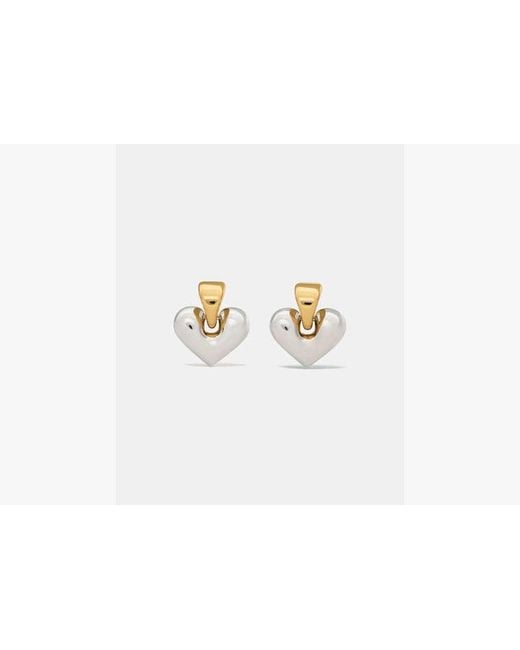 Kate Spade White Sculpted Spade Statement Drop Huggies