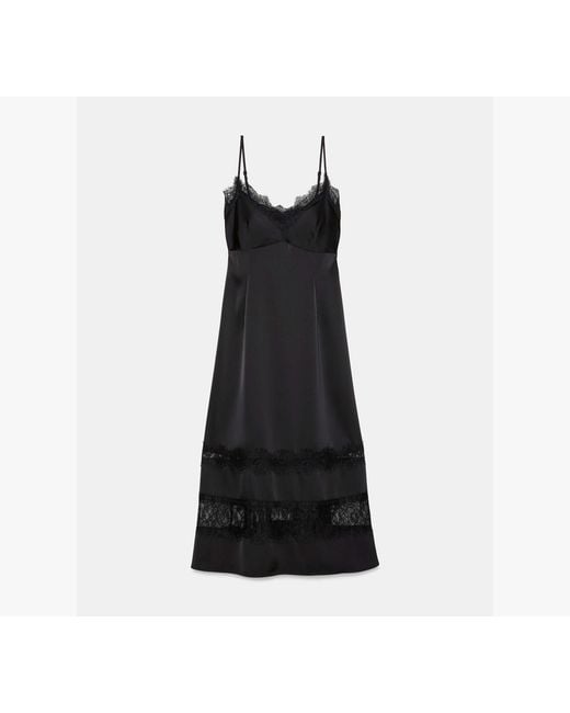 Kate Spade Black Lace Trim Satin Slip Dress
