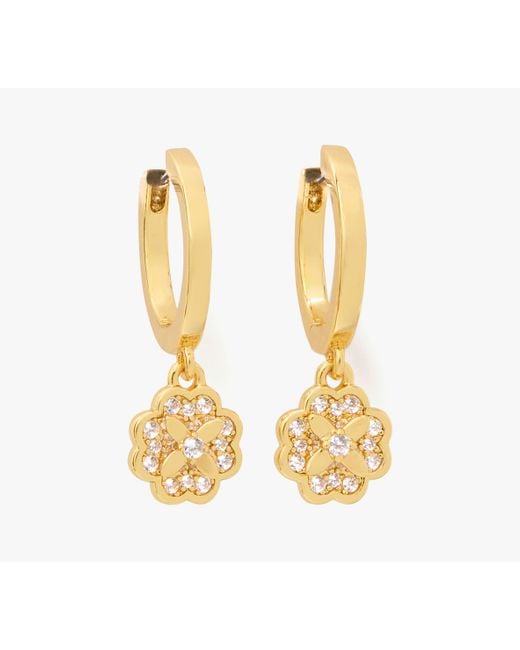 Kate Spade Metallic Heritage Bloom Huggie Drop Earrings