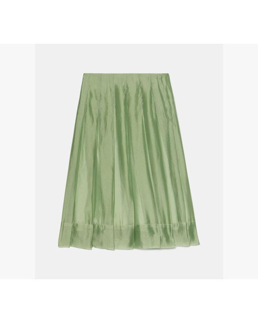Kate Spade Green Crinkled Organza Pleated Skirt