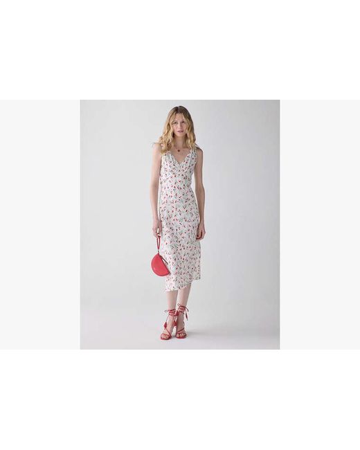 Kate Spade White Vibrant Buds Midi Slip Dress